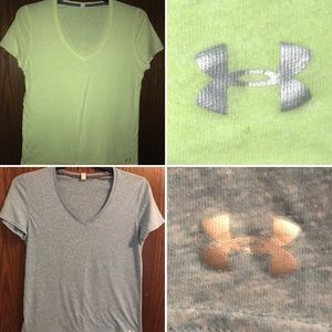 2 Under Armour juniors shortsleeved tees size XL